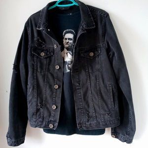 Black distressed, destroyed Amnesia denim jacket